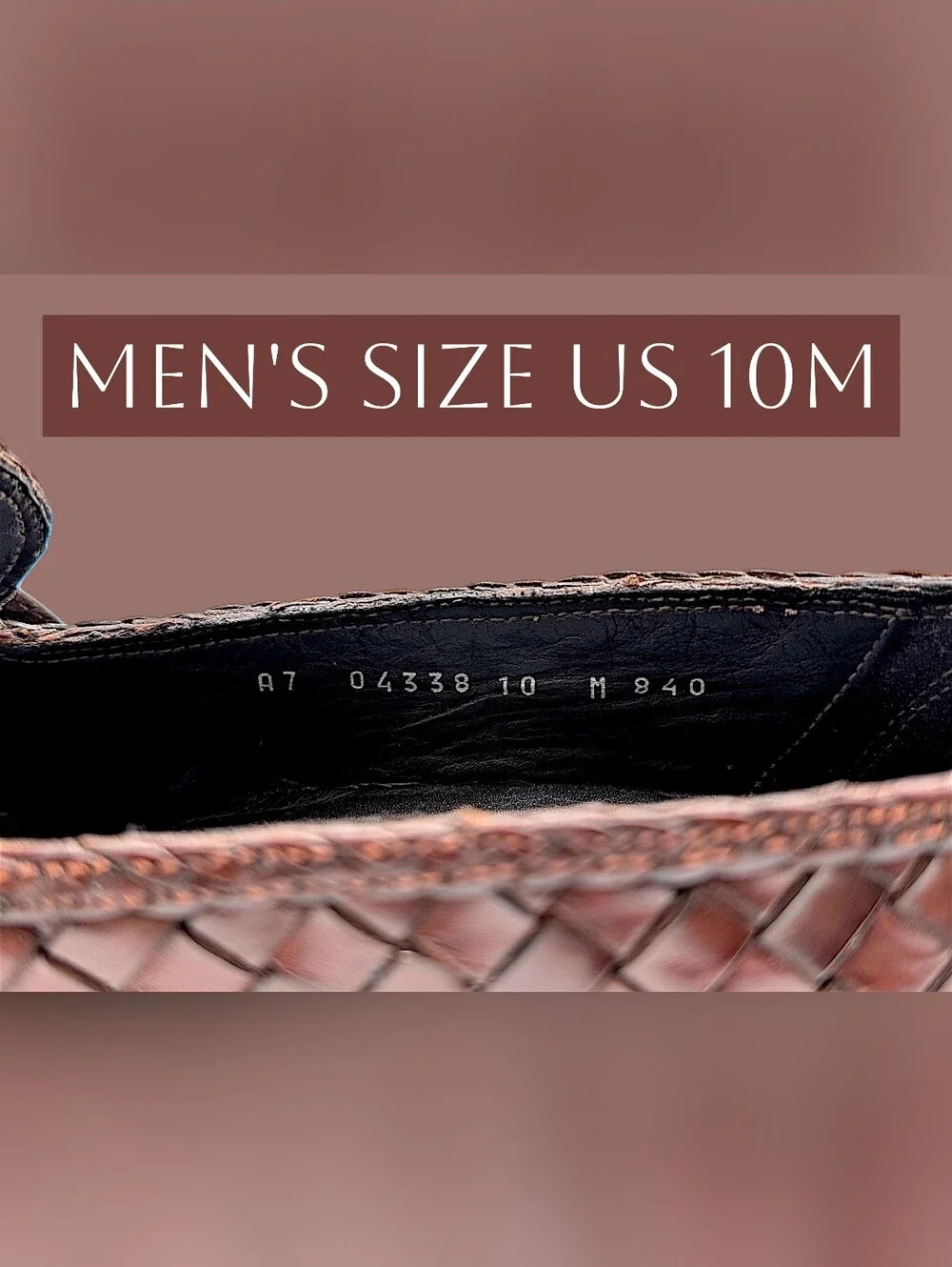 Bragano Size 10M Men's Oxblood-Brown Woven Leather Tassel Loafers Made in Italy